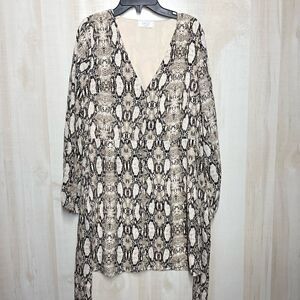 Sage the label snake skin print mini v-neck‎ dress, size medium